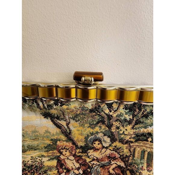 Vintage Look Upholstery Purse Victorian Ladies Garden Gazebo Chain Strap - Picture 6 of 12